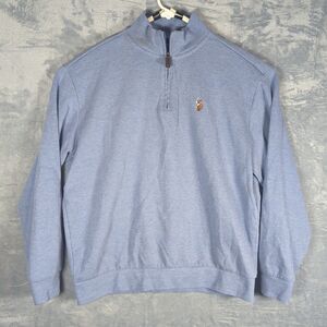 US Polo Assn Mens XL Light Blue Quarter 1/4 Zip Sweater Pullover Sweater Cotton